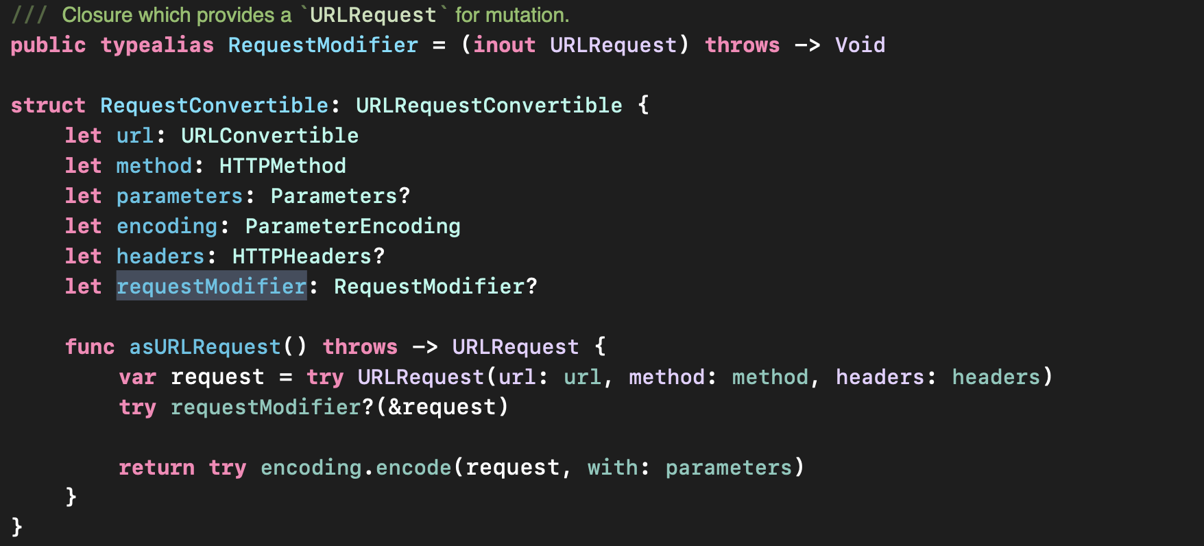 URLReqeustConvertible Code
